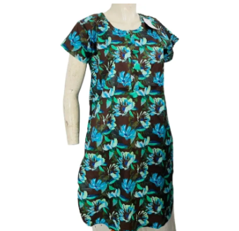 Women’s Floral Printed Straight Kurti – Brown with Blue & Green Print